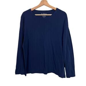 Chico's Navy Blue 100% Cotton Round Neck Long Sleeve Tee Size 3 (U.S. X-Large)‎